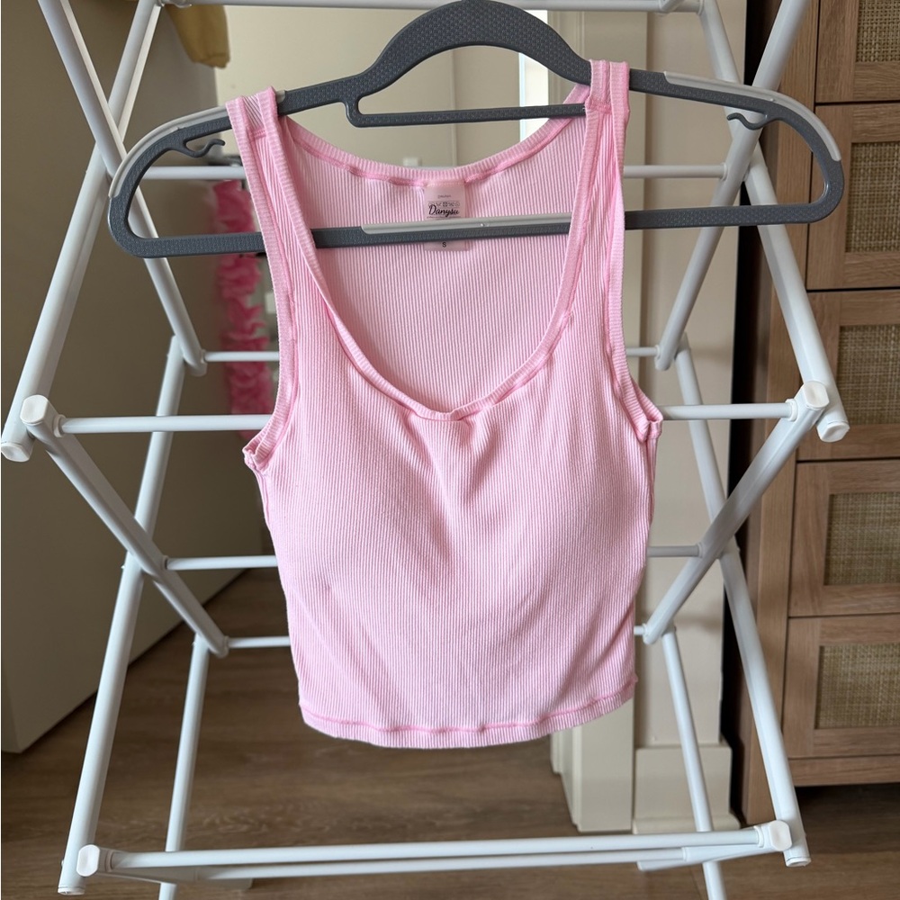Pink Ribbed Tank Top